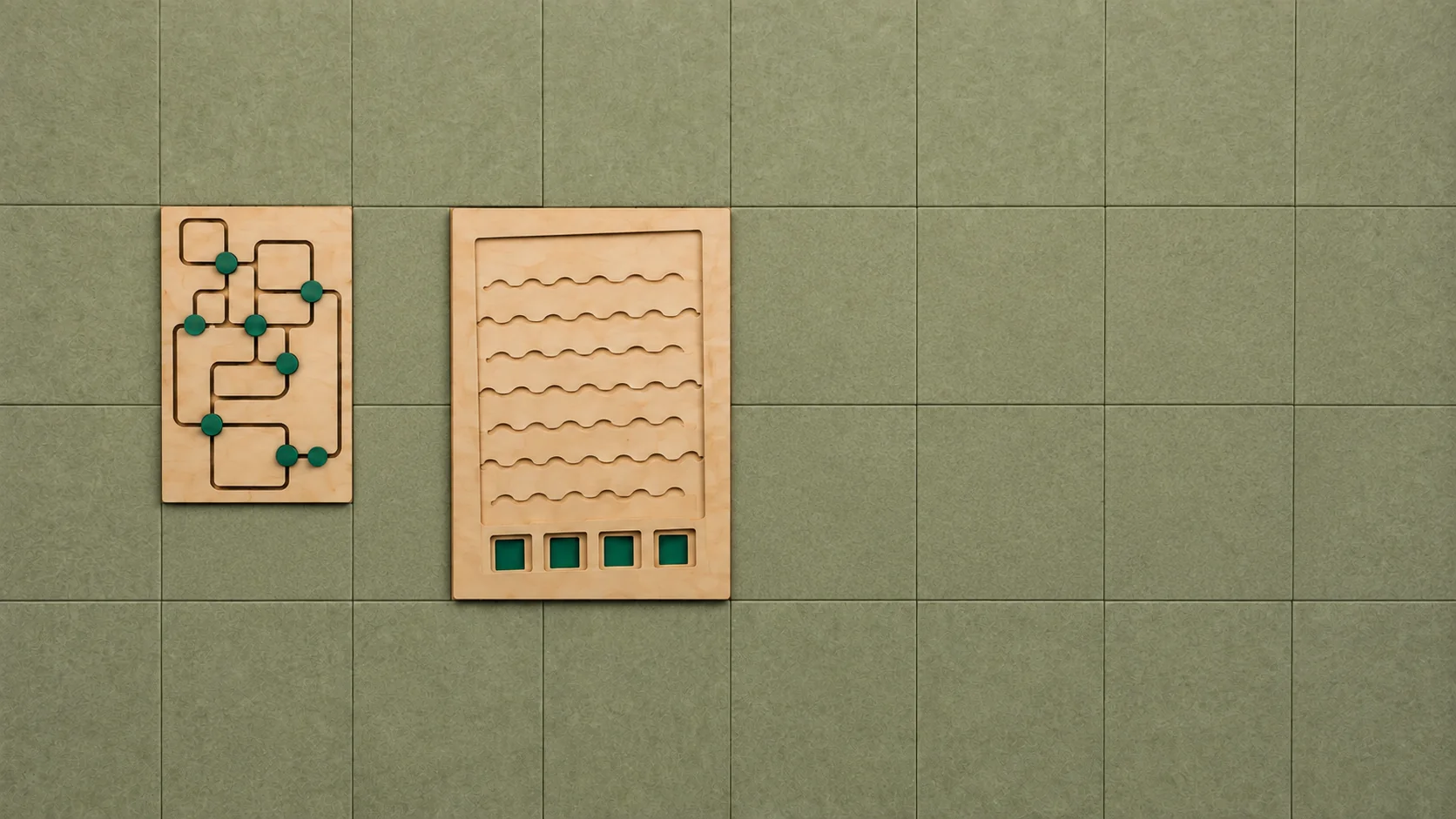 Dos módulos integrados en el muro
